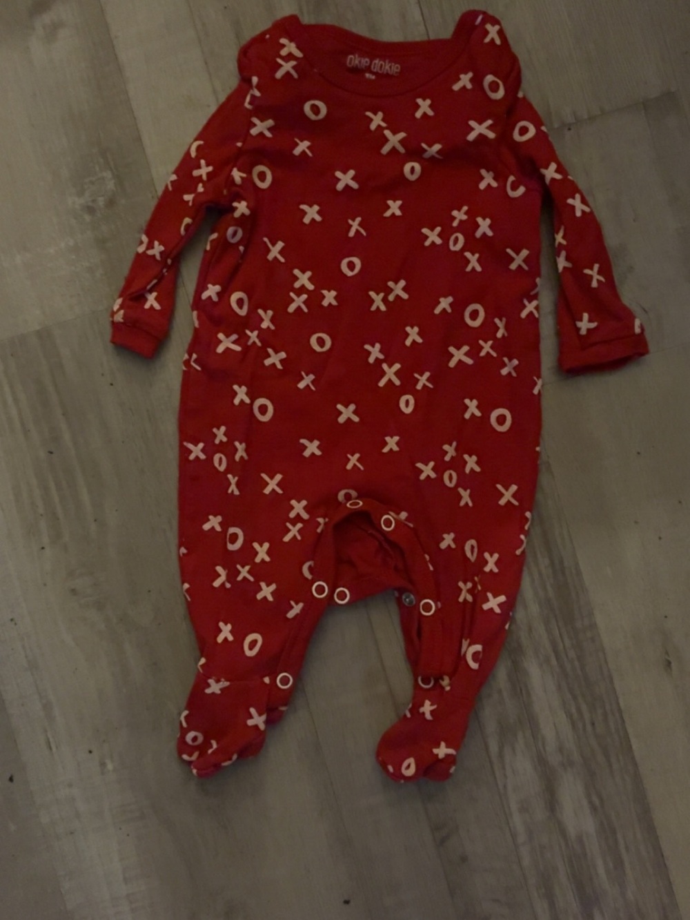 Okie Dokie Red XOXO Baby Footed One-Piece